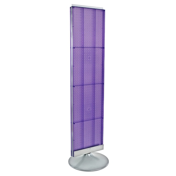Two-Sided Pegboard Floor Display on a Silver Round Non-Revolving Base